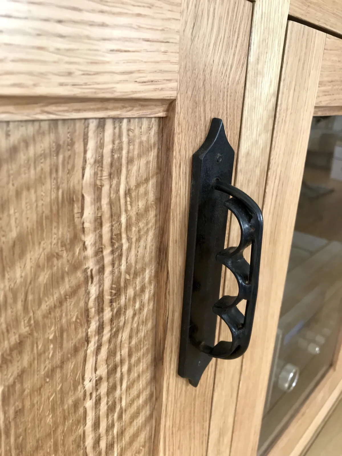 custom three-loop pulls for an entertainment center