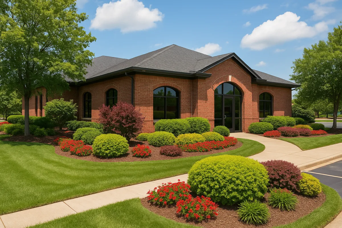 beautifully landscaped business front