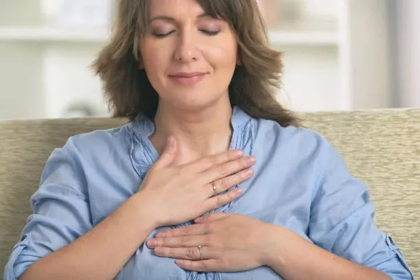 Woman practicing self-care