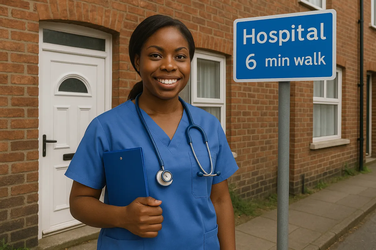picture of nurse standing outside of a house