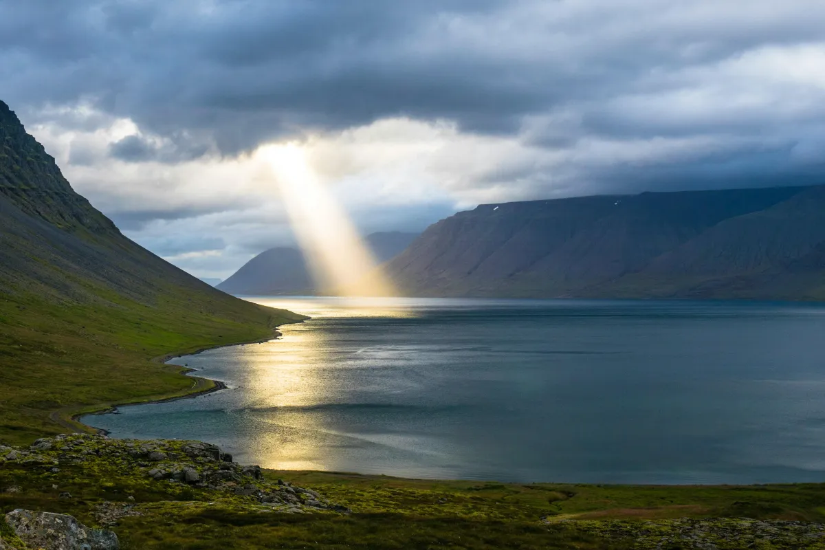 Sunlight streaming down onto water