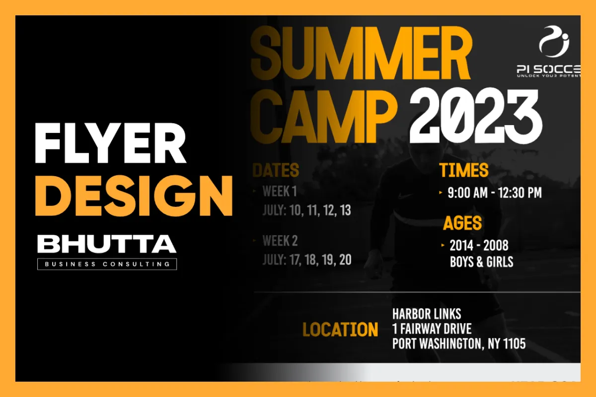 Designing the Visual Elements With the camp’s goals in mind, we moved on to the design. We chose a vibrant color palette that reflects the energy of summer and the excitement of soccer—bright greens, sunny yellows, and bold blues. These colors not only make the flyer eye-catching but also convey the lively atmosphere of the camp.  We used dynamic, sporty typography to keep the flyer engaging and easy to read. Bold headlines grab attention, while clear, concise text provides all the essential details about the camp, including dates, location, and how to sign up.  Imagery was key to bringing the flyer to life. We selected action shots of young players in motion, group activities, and joyful moments on the field. These images were carefully chosen to resonate with young athletes and their parents, giving them a glimpse of the fun and development they can expect at the camp.  Crafting the Message The message on the flyer needed to be both informative and motivating. We highlighted the key benefits of the camp—skill development, teamwork, and the pure joy of playing soccer. The call to action was clear and direct, encouraging parents to register their children for an unforgettable summer experience.  We also made sure to include all the practical information needed for registration, with a clear link to the website and contact details for any questions. The layout was designed to guide the reader’s eye naturally through the flyer, making sure they don’t miss any important details.  The Final Product The final flyer for PI Soccer’s summer camp was a vibrant, engaging piece of design that perfectly captured the excitement and opportunities of the camp. It’s not just a flyer—it’s an invitation to join a community of passionate young players and to spend the summer building skills, making friends, and having a blast on the soccer field.  The Power of an Effective Flyer A well-designed flyer is a powerful tool for promoting events and programs. For PI Soccer, this flyer serves as a key part of their outreach, helping to attract new participants and ensuring that their summer camp is a success.