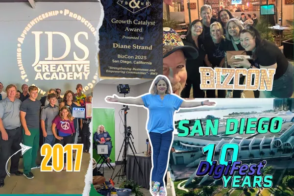 DigiFest® 10-Year Anniversary Tour launch at BizCon San Diego celebrating digital storytelling, creativity, and innovation.