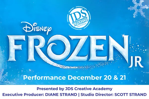 Frozen Jr. cast with Executive Producer Diane Strand and Studio Director Scott Strand at JDS Creative Academy in Temecula – kids theater and children’s musical performance