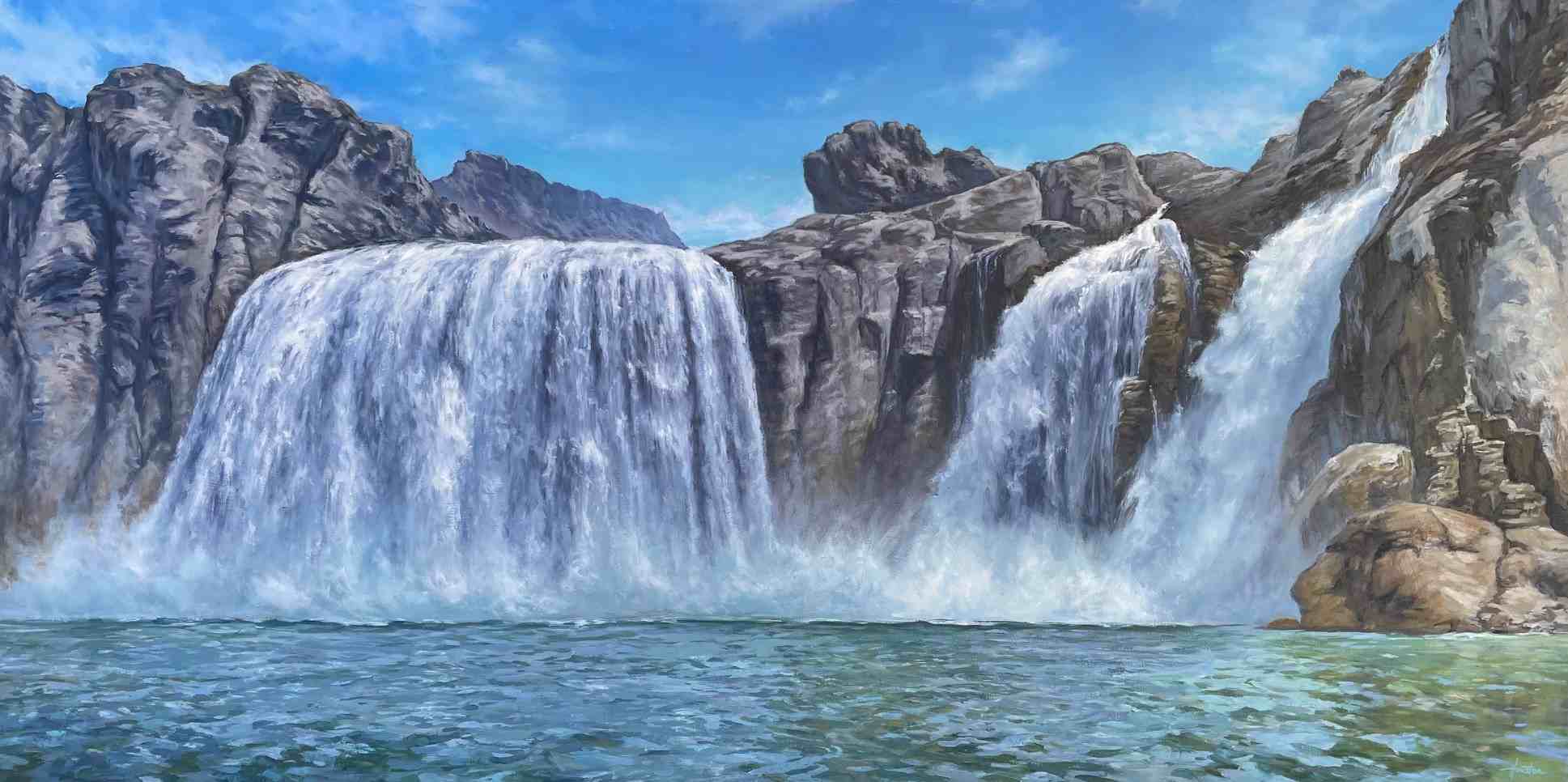 artist william houston artwork below shoshone falls on display and for sale at create gallery and frames a fine art gallery and custom frame shop in garden city idaho