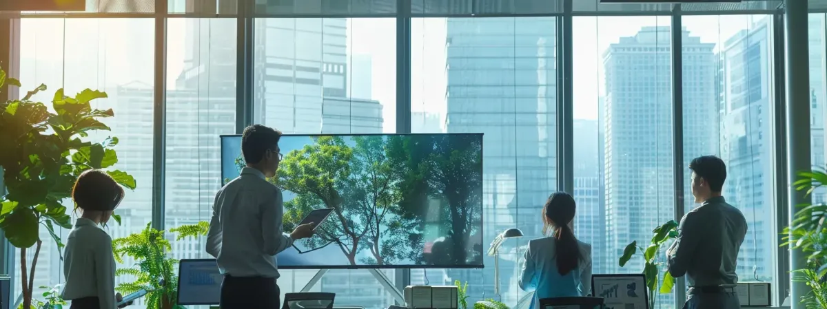 A scene of a group of contractor tree professionals in a conference room