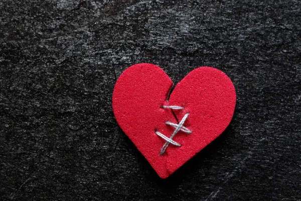 broken heart sewn together
