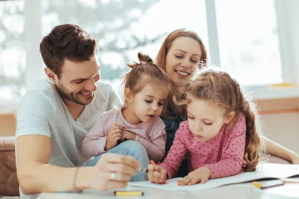 Happy family with kids