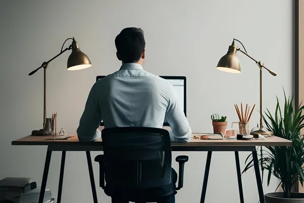 Man sitting in front of computer