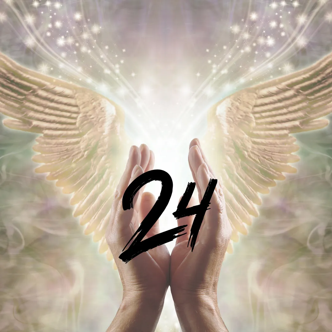 angel hands holding number twenty four