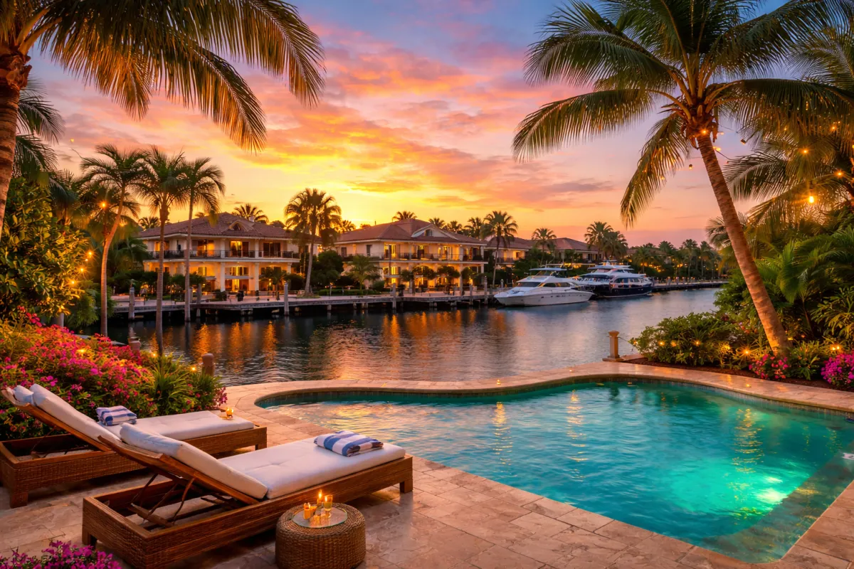 South Florida skyline with waterfront homes and palm trees representing today’s competitive real estate market for buyers and sellers
