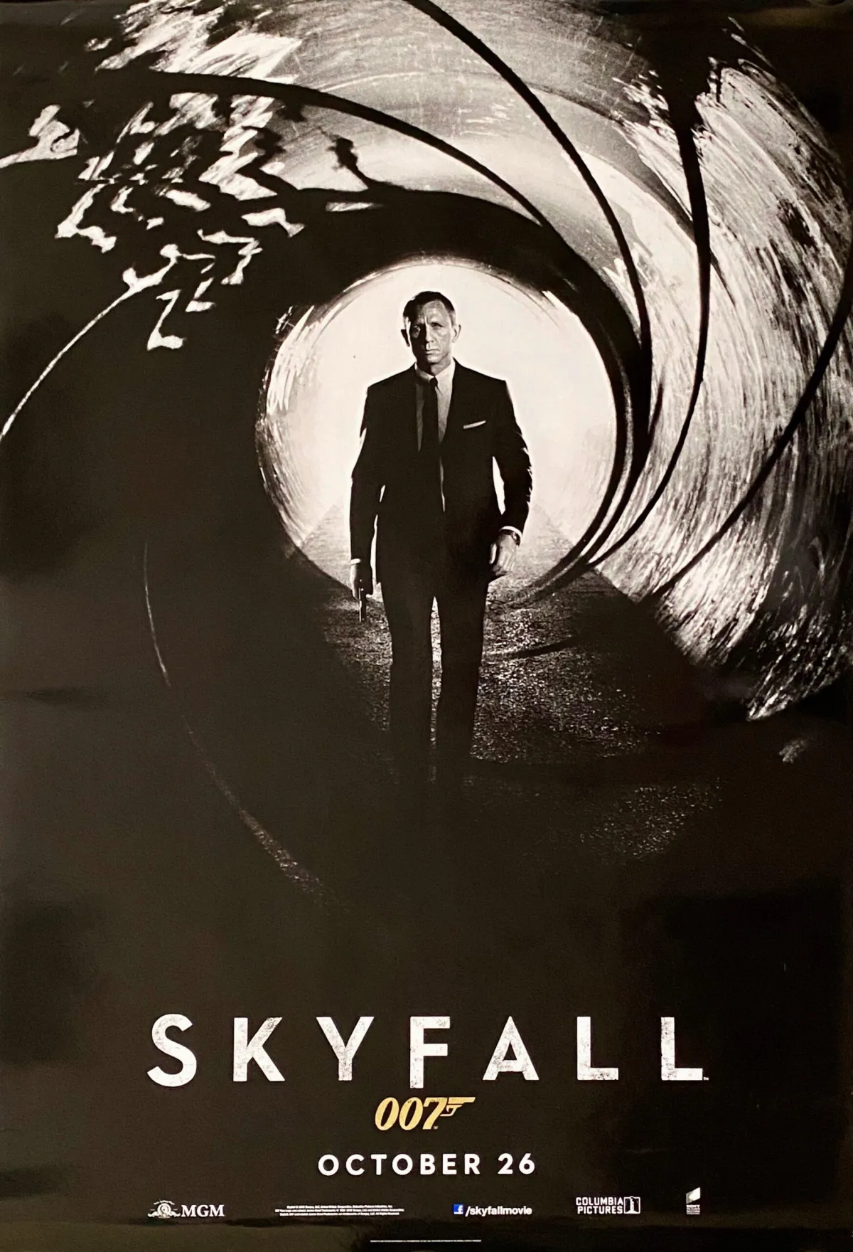 A poster for Skyfall showing Daniel Craig as James Bond