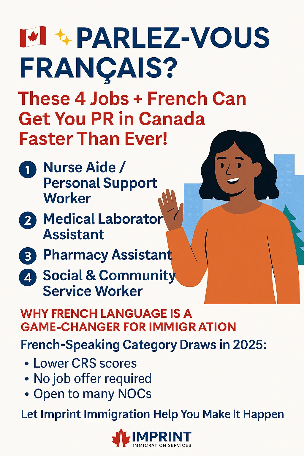 ✨ Parlez-vous français ? Ces 4 métiers + le français peuvent vous faire obtenir la RP au Canada plus vite que jamais ! Par Abdul @ Imprint Immigration Services | Juin 2025