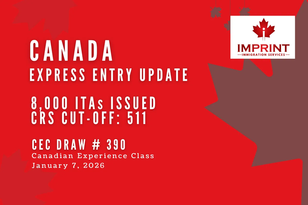 Express Entry CEC Draw #390 issued 8,000 ITAs with CRS cut-off 511 for in-Canada candidates