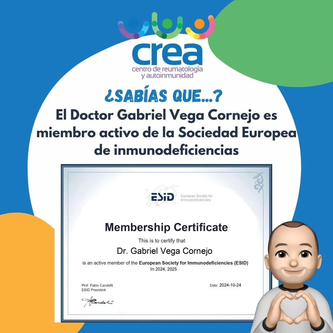 Dr. Gabriel Vega, Miembro Activo de la Sociedad Europea de Inmunodeficiencias