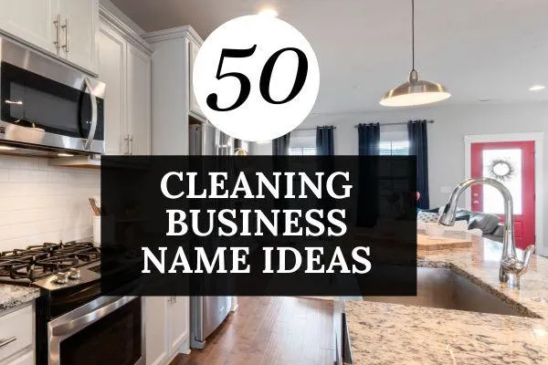 kitchen with 50 cleaning business name text on it