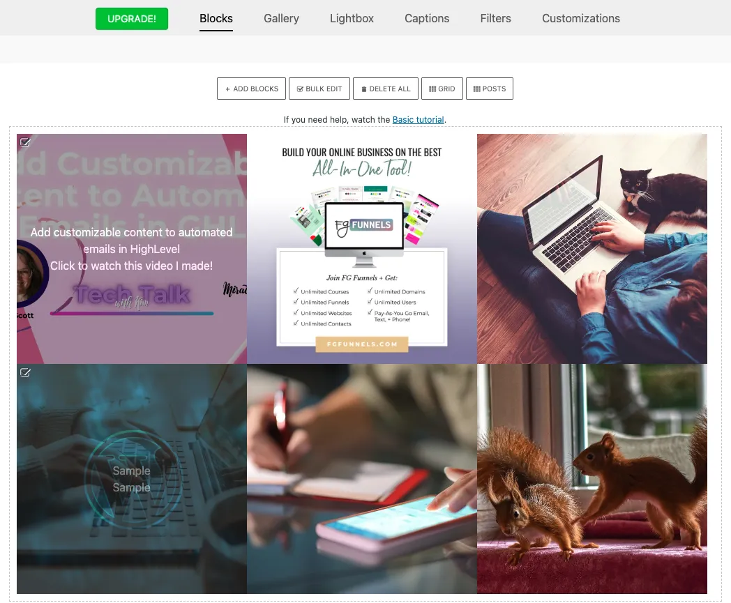 Cool clickable photo grid for WordPress website