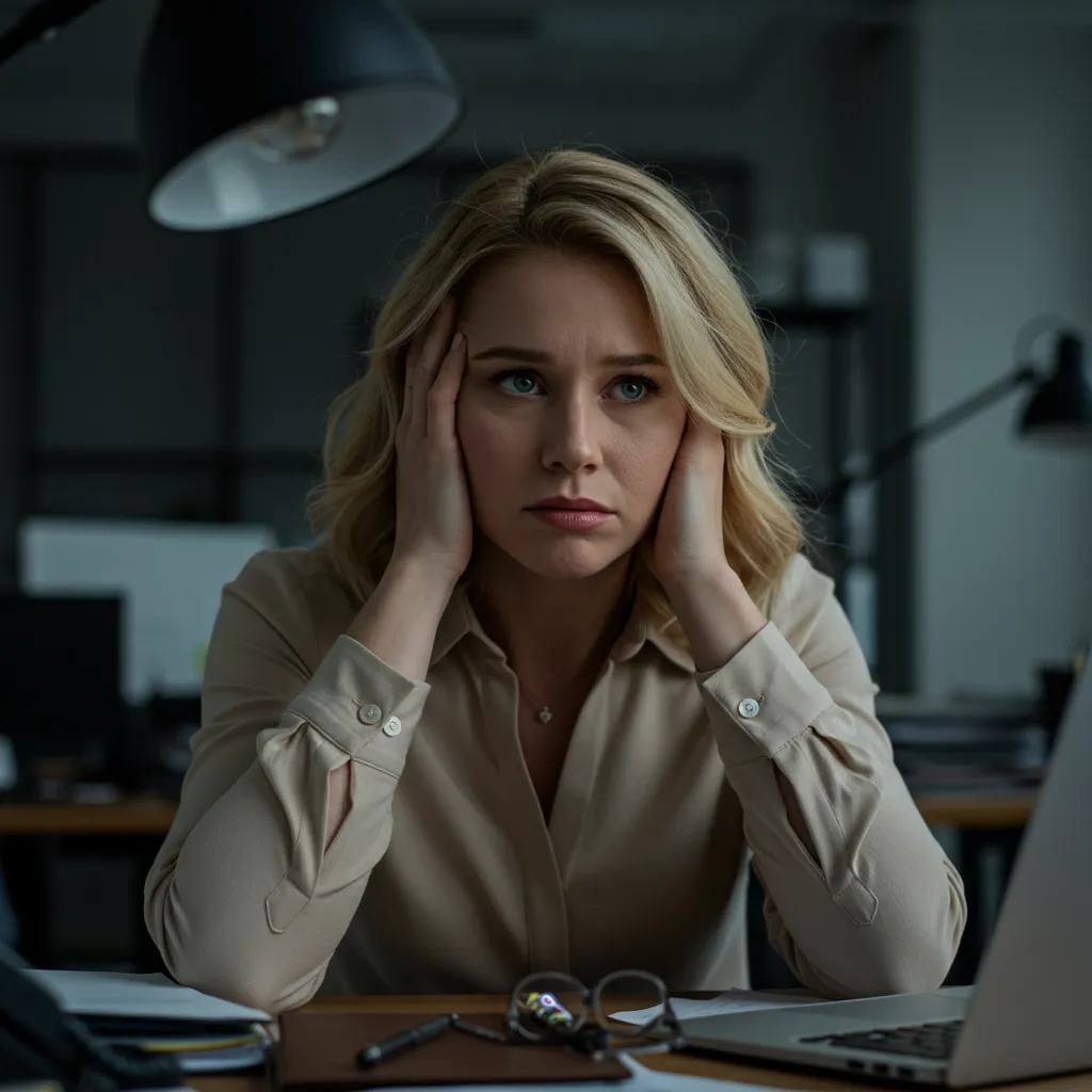Calm and confident woman entrepreneur working from a bright, minimalist workspace, symbolizing business freedom and sustainable growth without burnout.