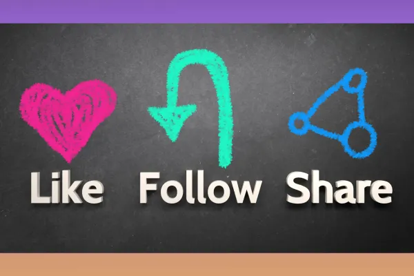 social media like follow and share