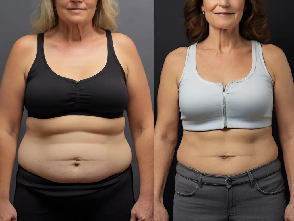 Before and after results of peptide use for alcohol belly reduction in women
