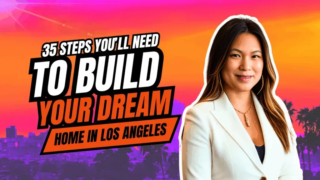 Blueprint and tools representing building a house in Los Angeles