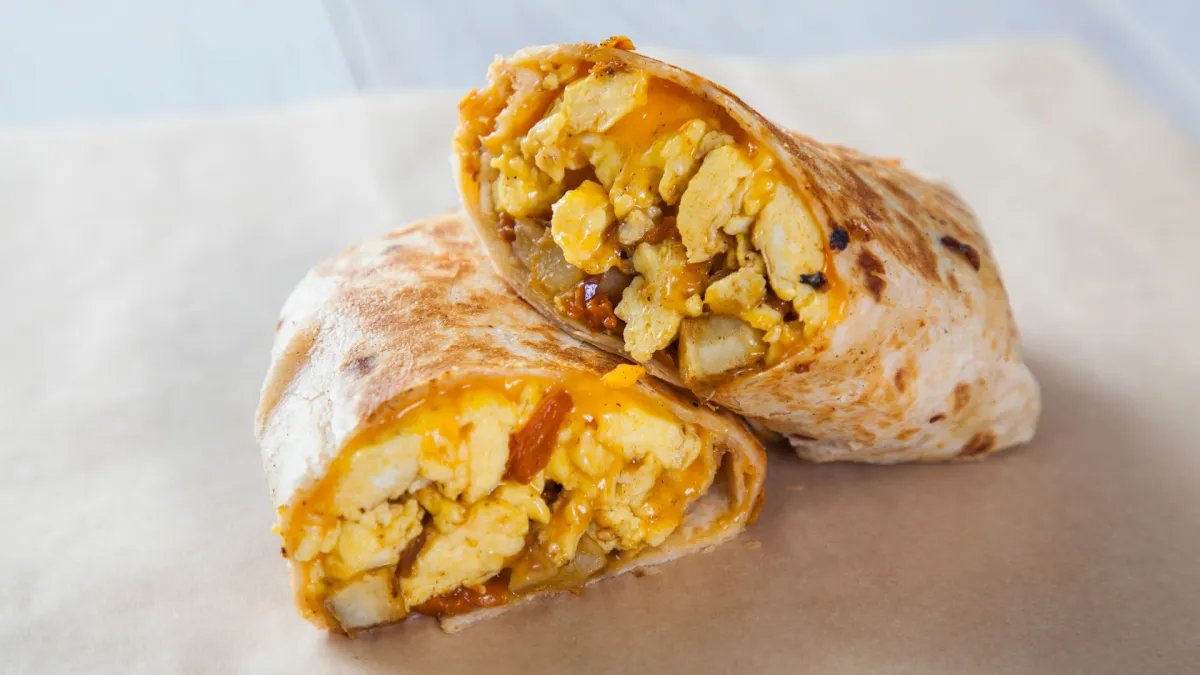 Plant based breakfast burrito Lake Balboa CA