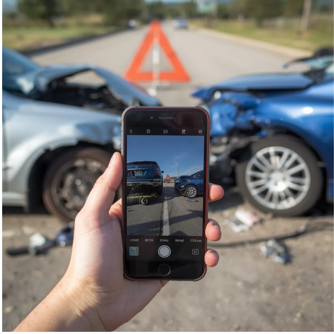 Unfallstelle richtig fotografieren zur Beweissicherung.