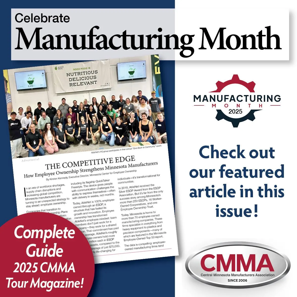 Image of MNCEO's article in CMMA's Tour of Manufacturing Month magazine