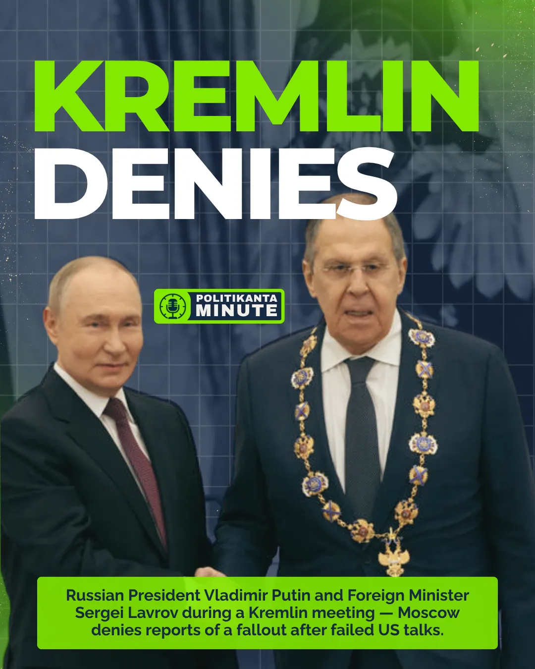 Kremlin Denies Rift Between Putin and Lavrov After “Disastrous” Call With US