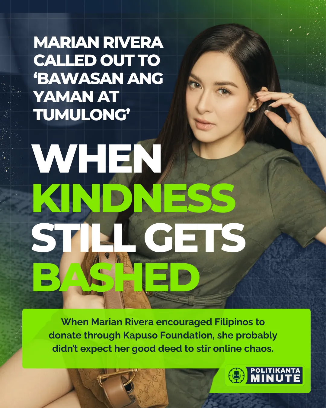 “Marian Rivera smiling softly in a casual black outfit, symbolizing grace and calm amid public criticism over her charity call.”