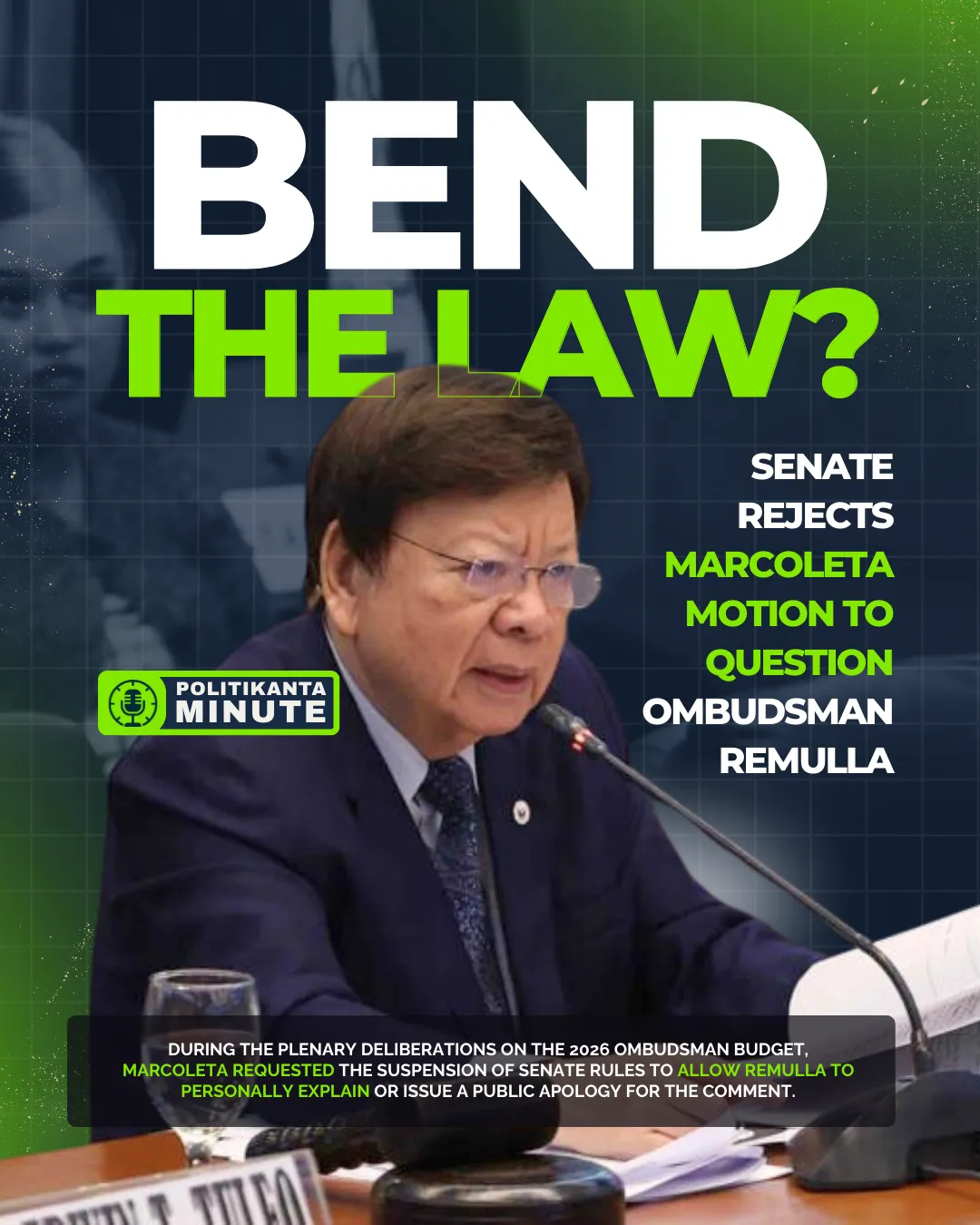 Can the Law Really Be Bent? Senate Blocks Marcoleta’s Move to Question Ombudsman Remulla