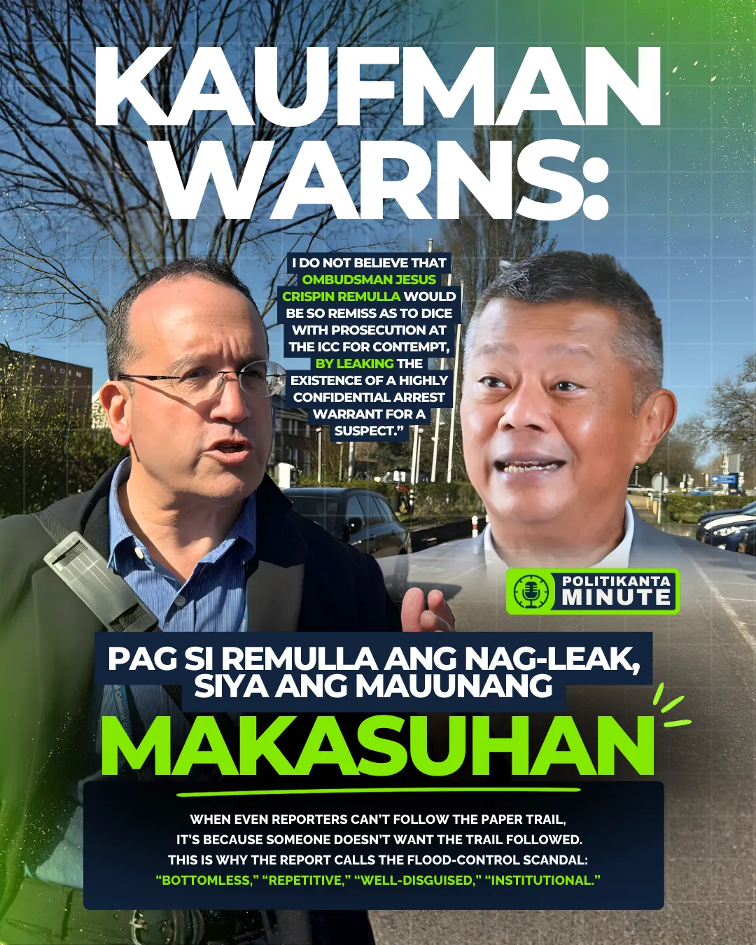 “Kaufman Warns: ‘Pag si Remulla ang nag-leak, siya ang mauunang makasuhan’ — A Twist BBM Did Not Expect.”