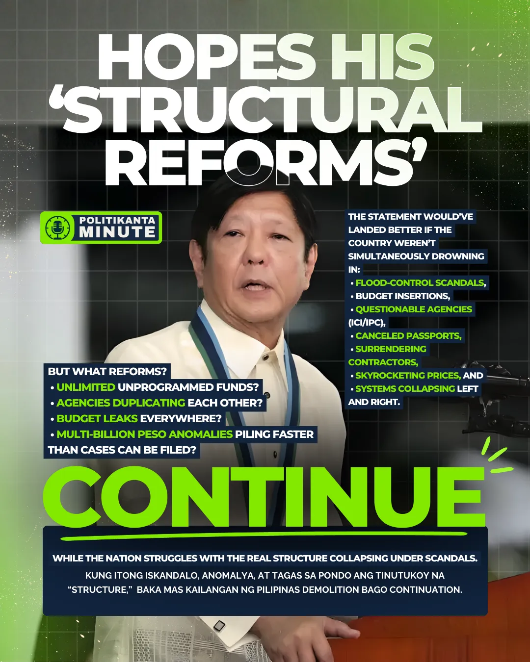 Marcos Says He Hopes His “Structural Reforms” Continue — But the Public Wonders: Reforms or Ruins?