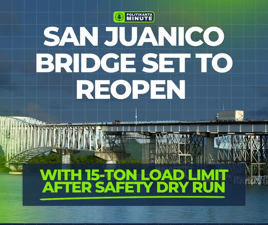 The San Juanico Bridge undergoes a dry run ahead of its reopening with a 15-ton load limit, ensuring safe two-way traffic between Leyte and Samar.