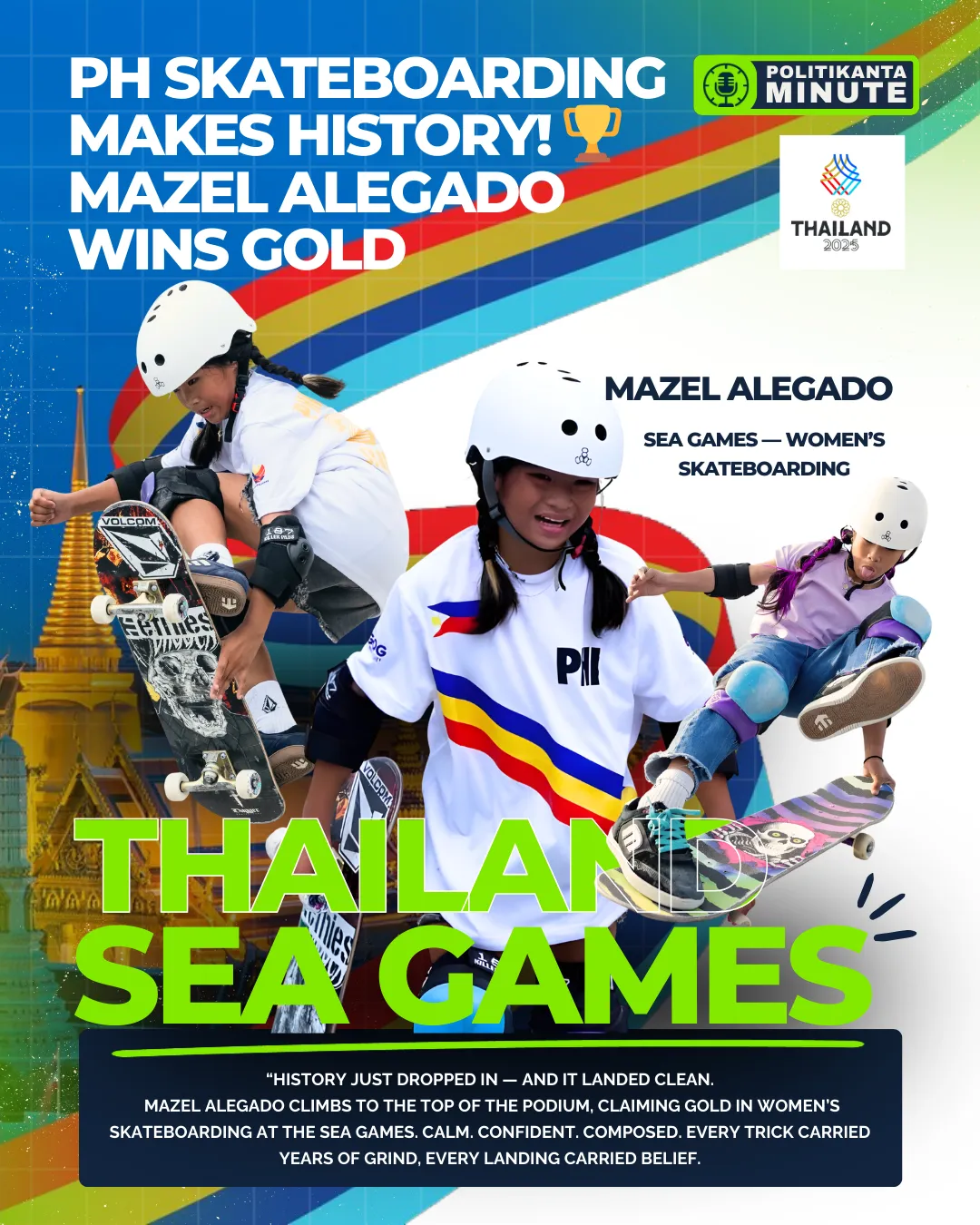 Mazel Alegado Strikes Gold: PH Skateboarding Makes SEA Games History