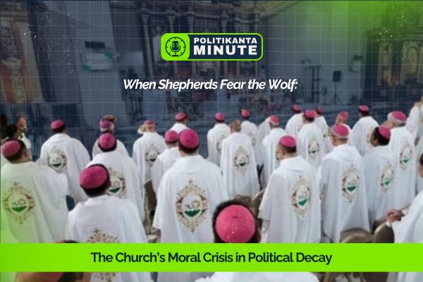 A gathering of Catholic bishops inside a church during a formal assembly, illustrating concerns about the Church’s weakening moral authority amid political and social challenges.