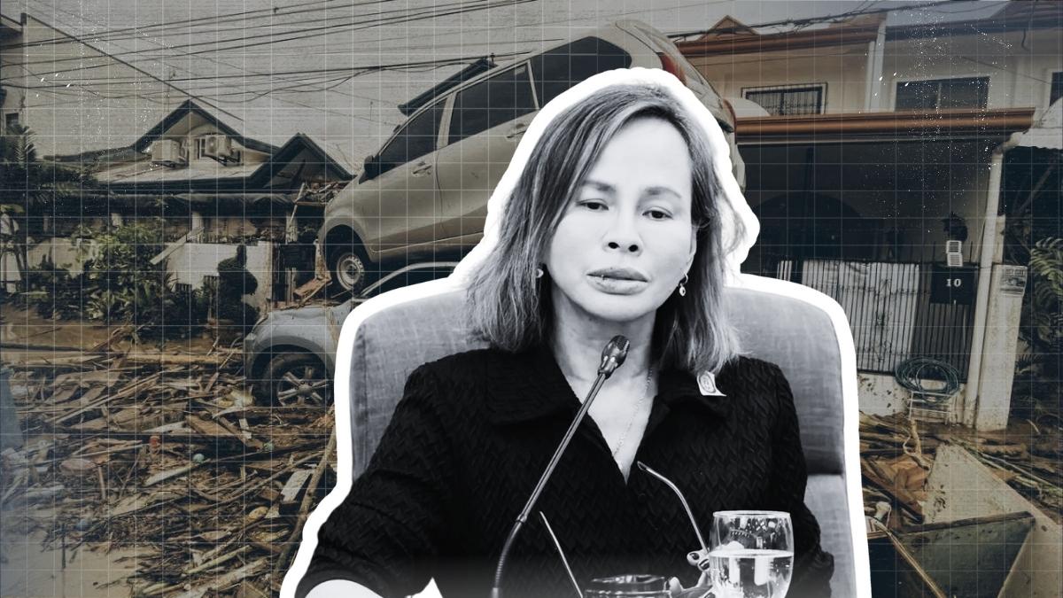 Black-and-white photo of former DPWH Undersecretary Maria Catalina Cabral during a congressional hearing, symbolizing unresolved questions surrounding corruption investigations and public accountability in the Philippines.