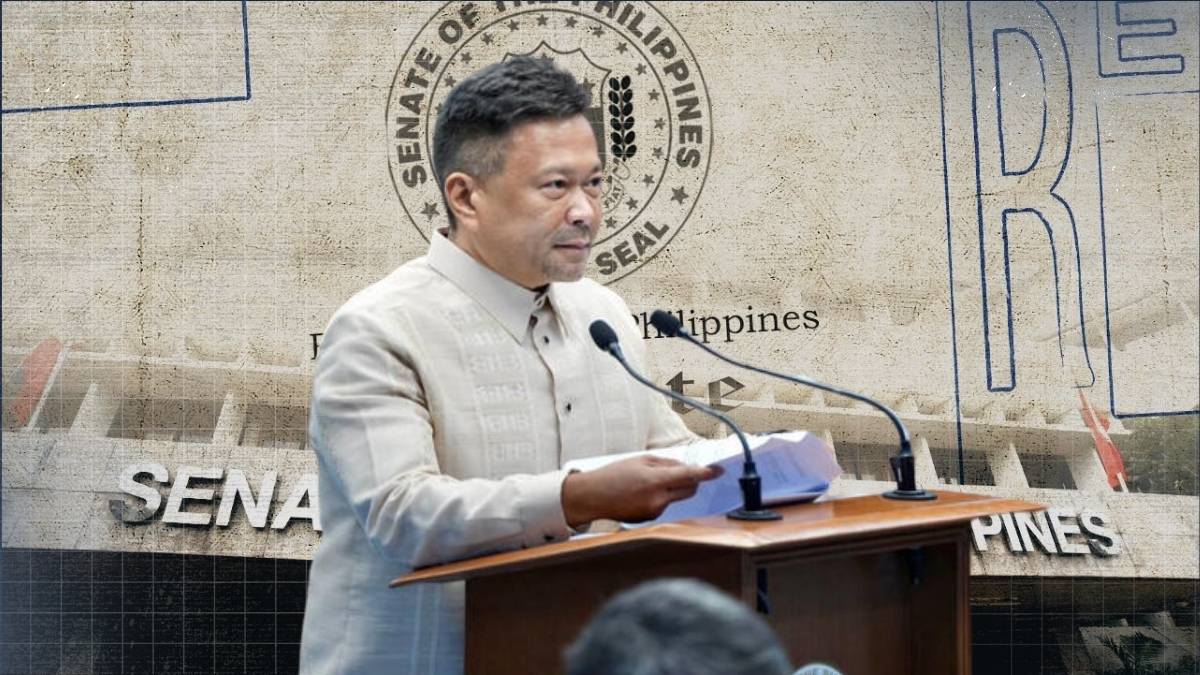 Senator JV Ejercito attends a Philippine Senate session amid reports of an ethics complaint filed against him for alleged neglect of duty.