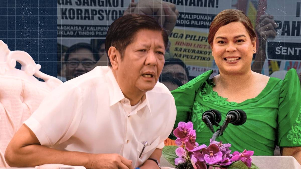 President Ferdinand Marcos Jr. and Vice President Sara Duterte shown as OCTA survey reports shifting public trust ratings in Q4 2025.