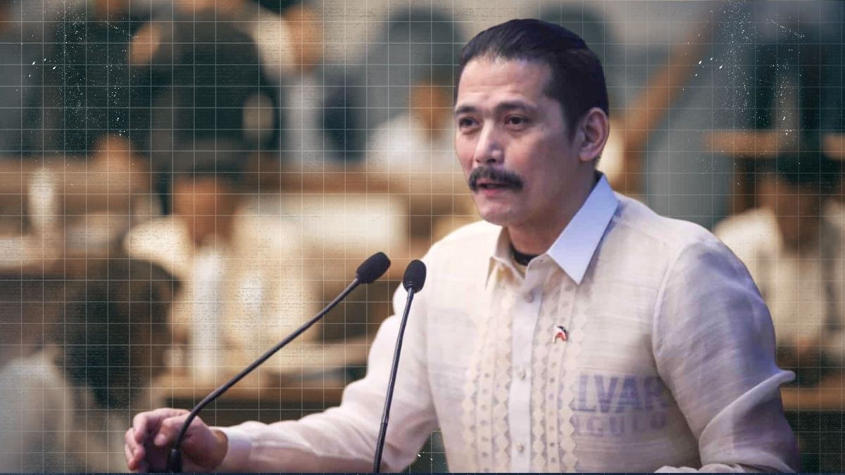 Senator Robin Padilla speaks during an interview as he says he prefers a Senate president who supports Vice President Sara Duterte.