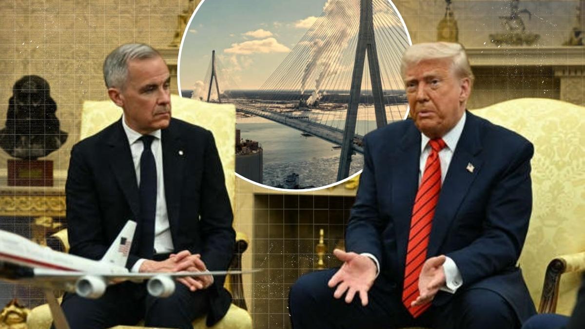 Donald Trump speaks as Stanley Cup trophy image appears amid geopolitical debate