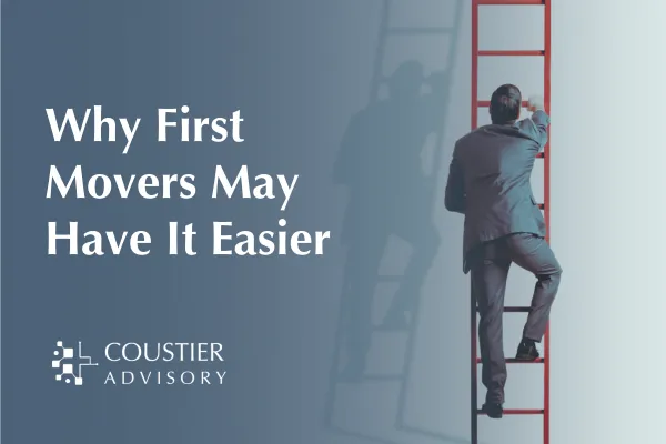 A medtech founder climbing a ladder, symbolizing the uphill challenge of medtech reimbursement