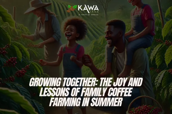 family coffee farming, summer coffee farming, kids on coffee farms, family bonding, coffee traditions, sustainable farming, coffee harvest, life lessons in farming, coffee family traditions, kids helping parents, farming values, teamwork on farms, coffee roots, cultural heritage, Kawa Java coffee
