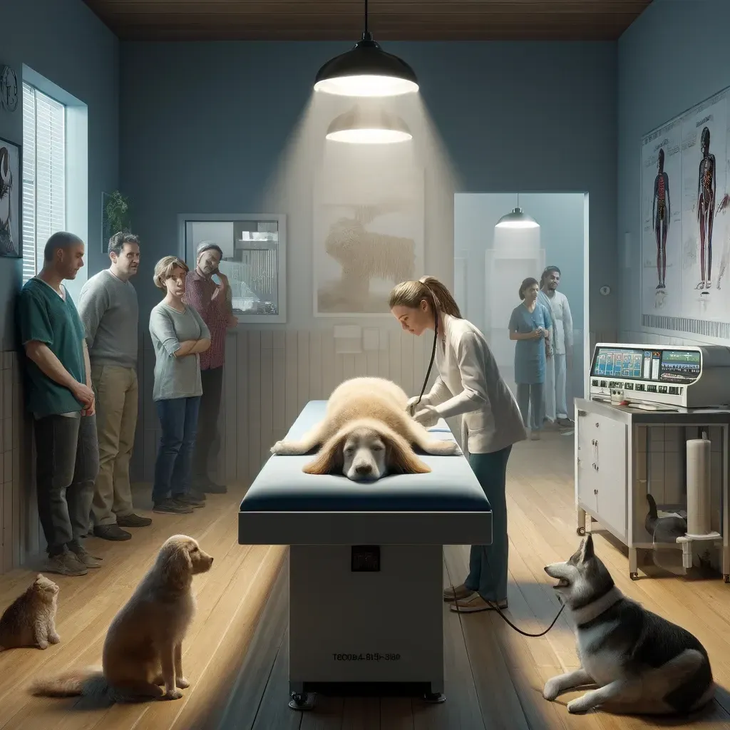 An illustration of animals receiving Bicom bioresonance therapy, surrounded by symbols representing hope