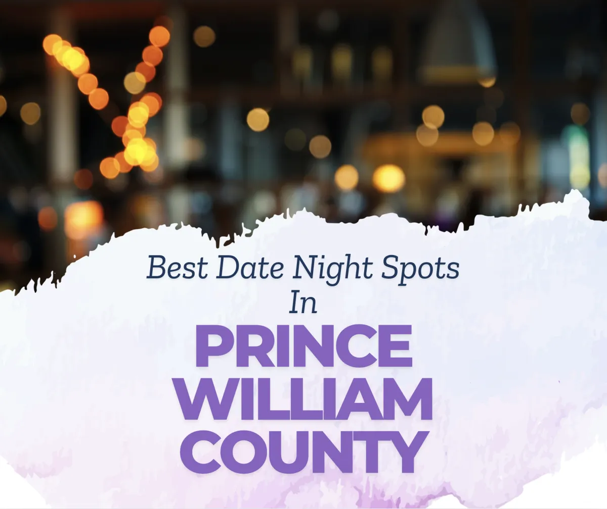 bright lights in background with caption best date nights in prince william county