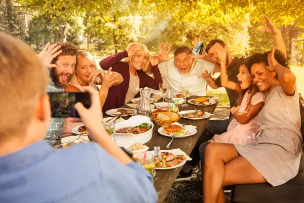 Family at a dinner table