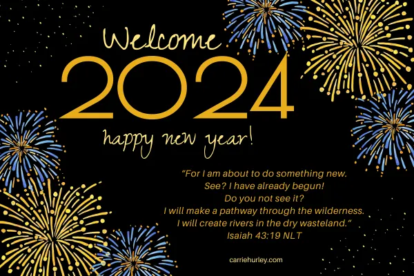 Welcome 2024 Happy New Year Fireworks