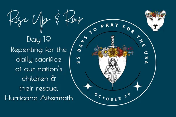 35 Days to Pray for the USA - Day 19 - Today, we are repenting for our nation's daily sacrifice of our nation's children. hurricanes' aftermath. carriehurley.com