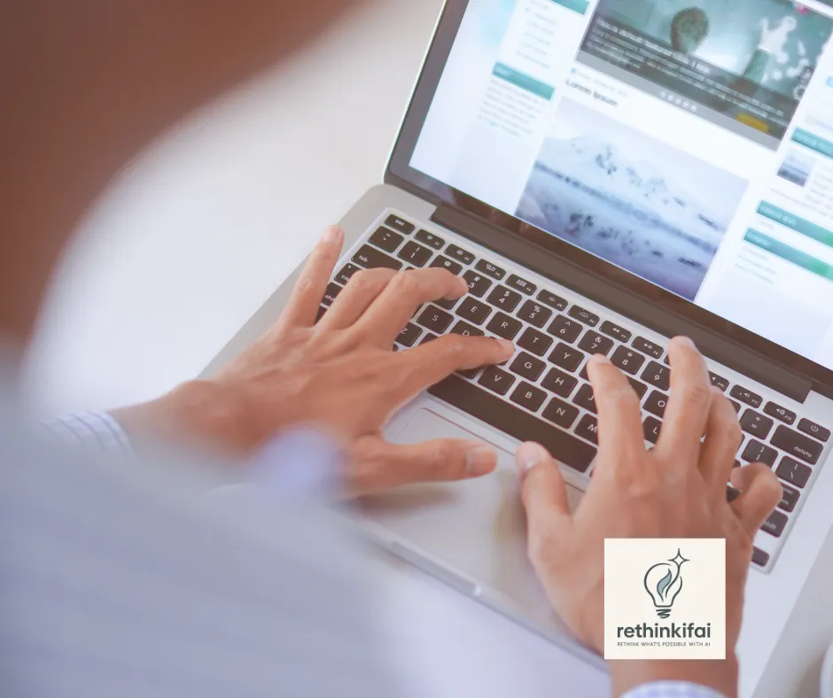 Man typing on computer. 