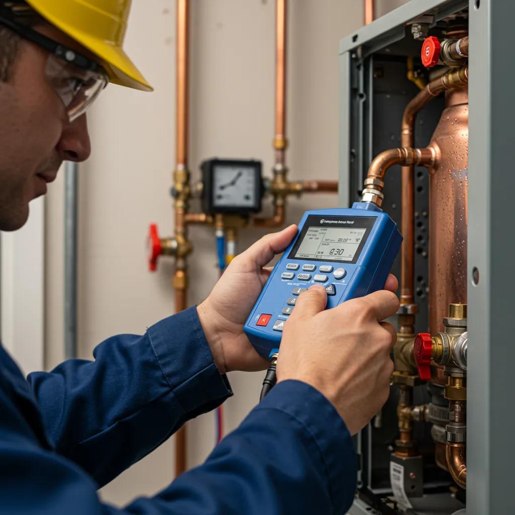 technician using a flue gas 